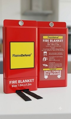 Fire Blanket 1m x 1.2m in rigid wall-mount case – image 2