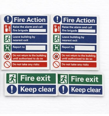 Fire Exit Keep Clear and Fire Action sign pack
