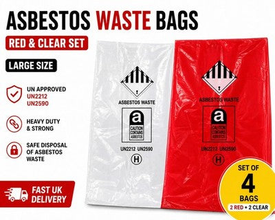 Red and clear asbestos waste bags – image 2