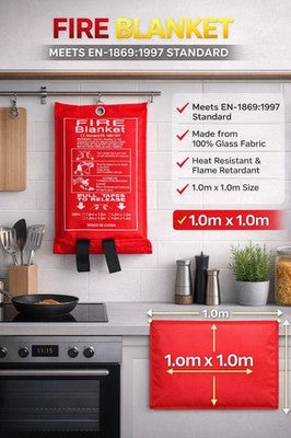 Fire blanket 1m x 1m in soft pouch – image 3