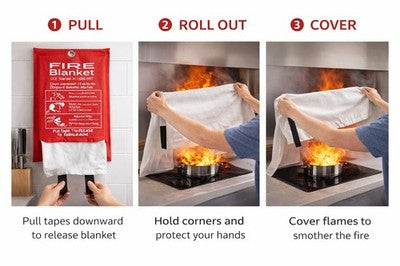 Fire blanket 1m x 1m in soft pouch – image 5