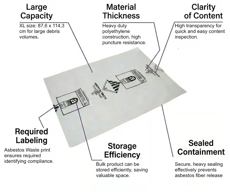 Red and clear asbestos waste bags – image 8