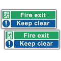 Fire Exit Keep Clear stickers 300 x 100mm