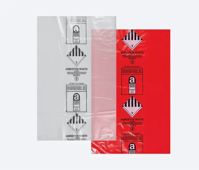 Red and clear asbestos waste bags – image 3