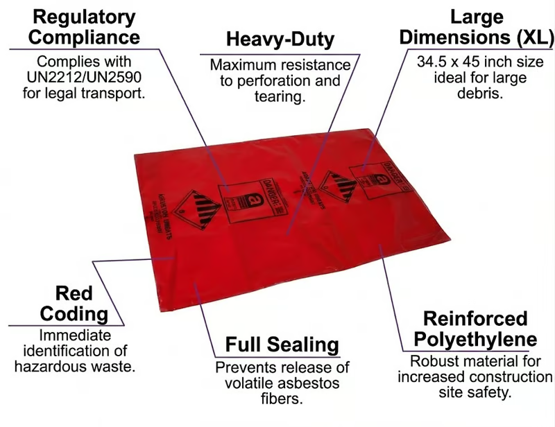 Red and clear asbestos waste bags – image 5