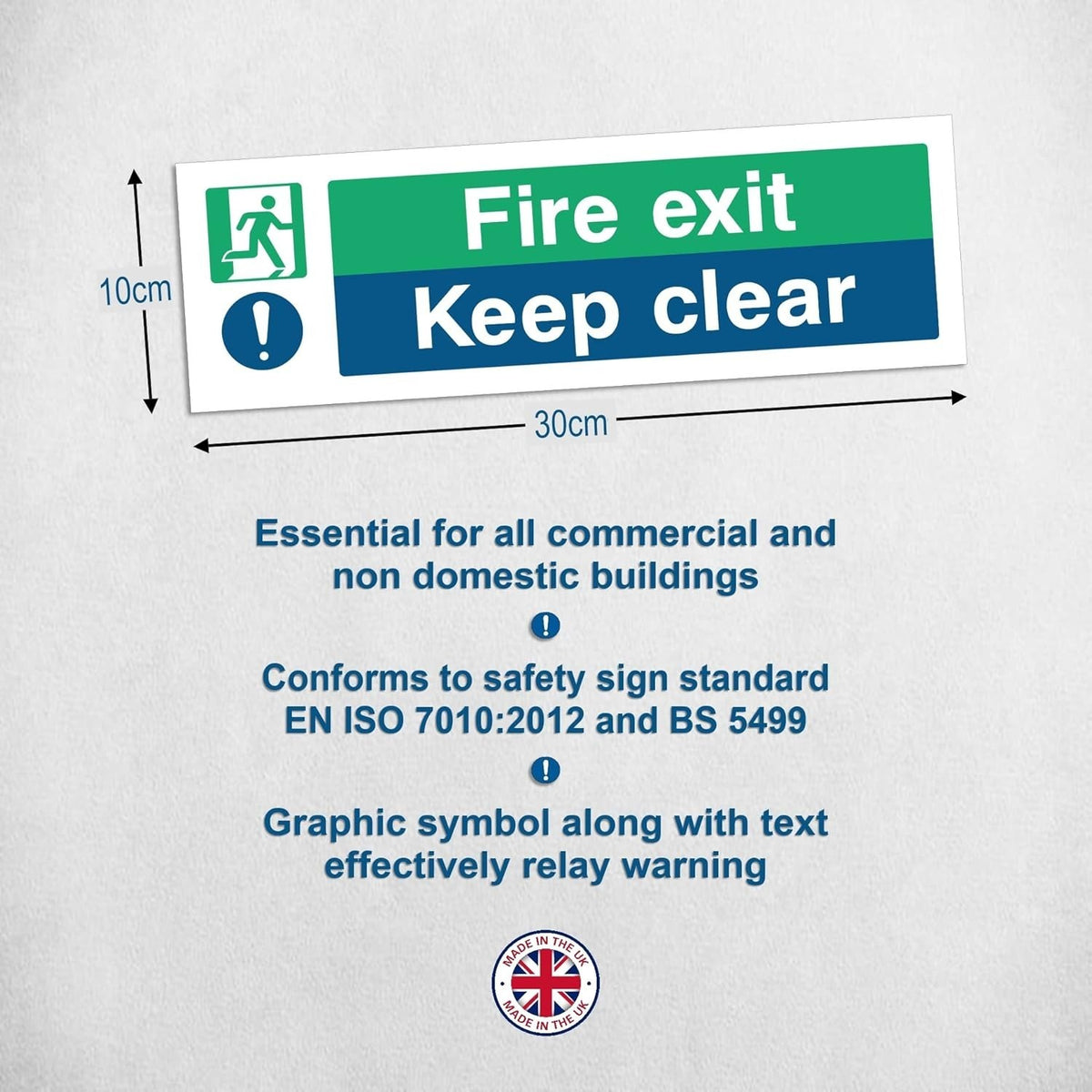 Fire Exit Keep Clear stickers 300 x 100mm – image 2