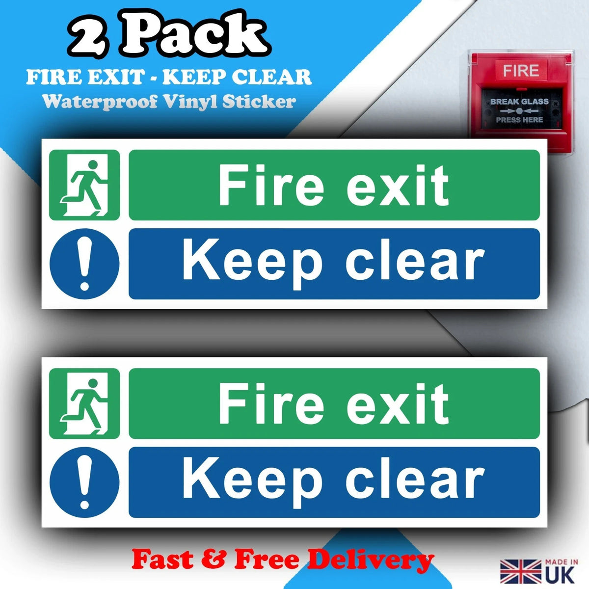 Fire Exit Keep Clear and Fire Action sign pack – image 4