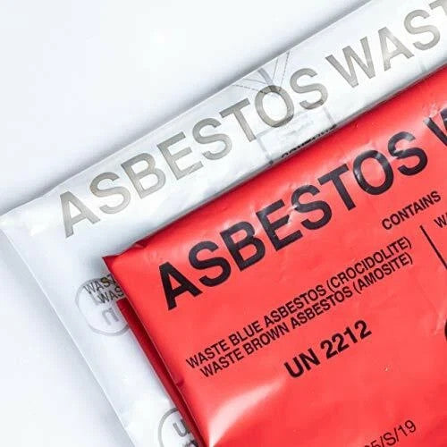 Red and clear asbestos waste bags